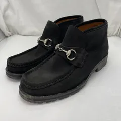 【中古】GUCCI ホースビットローファー スエード サイズ40(25㎝相当) 黒 箱なし グッチ[91]