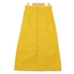 MACPHEE マカフィー Aライン★ フロントボタン タイト ロング スカート Sz.34 レディース 黄色 日本製のサムネイル