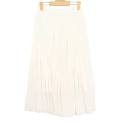 UNIQLO ユニクロ 通年 プリーツ★ ロング フレア スカート Sz.M レディース 白
