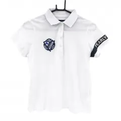 パーリーゲイツ 半袖ポロシャツ 白×ネイビー 袖ロゴ 襟裏ボーダー レディース 1(M) ゴルフウェア PEARLY GATES