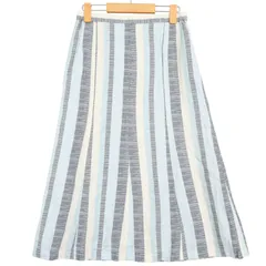 Hardy Amies ハーディ エイミス 春夏 いら草 麻 リネン混★ フレア ロング ストライプ A ライン スカート Sz.F レディースのサムネイル