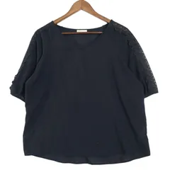 earth music&ecology アース ミュージック＆エコロジー 春夏 袖レース★ 半袖 カットソー プルオーバー Sz.F レディース 紺