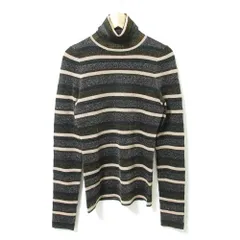 美品 ULLA JOHNSON  ウラジョンソン ボーダー柄 タートルネック 長袖 ラメニット カットソー セーター 小さいサイズ P マルチカラー レディース 古着 中古 USED