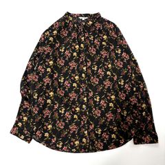 ANAYI フラワープリントボウタイブラウス 38 長袖 黒 花柄 とろみ 