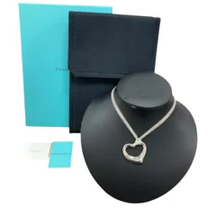 【希少】 ティファニー Tiffany＆co. オープンハート ラージ ペンダント メッシュ ネックレス シルバー 925 キングラム[01]