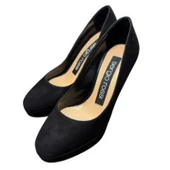 美品 Sergio Rossi セルジオロッシ スエード ハイヒール パンプス 34 1/2 21.5cm相当 ブラック レディース 古着 中古 USED