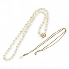 美品 Chang Mee チャンミー ネックレス 2点セット フェイクパール ネックレス パール チェーンネックレス ゴールドカラー金具 レディース 古着 中古 USED