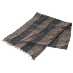 GIORGIO ARMANI (ジョルジオアルマーニ) ストライプ ウールシルク フリンジマフラー ストール ブラウン/ブラック