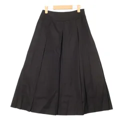 BARNEYS NEWYORK バーニーズ ニューヨーク 通年 プリーツ★ フレア Aライン チノ スカート Sz.40 レディース 黒 日本製のサムネイル