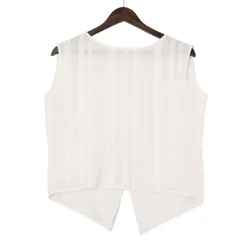 qualite カリテ アバハウス 春夏★ ストライプ ノースリーブ トップス Sz.1 レディース 白のサムネイル