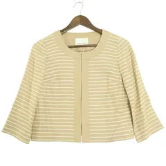 M-premier BLACK エムプルミエ ブラック 春夏 麻 リネン★ ボーダー ノーカラー ジャケット Sz.36　レディース