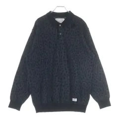 WACKO MARIA (ワコマリア) 23AW LEOPARD KNIT POLO SHIRT レオパード柄 ニットポロ セーター ブラック 23FW-WMK-KN20