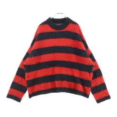 SAINT MICHAEL (セントマイケル) 25AW CREW NECK KNIT / GLITTER BORDER グリッターボーダー 長袖クルーネックニットセーター レッド/ブラック SM-HR1-0000-069のサムネイル