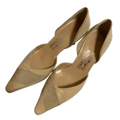 美品 Salvatore Ferragamo サルヴァトーレフェラガモ ポインテッドトゥ セパレートパンプス サイズ6 23.5cm ベージュ レディース 古着 中古 USED