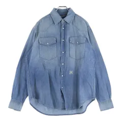 Palm Angels (パームエンジェルス) MONOGRAM モノグラム ロゴエンブロイダリー デニムシャツ ライトブルー PMYD019E23DEN001のサムネイル