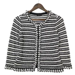 FRAGILE フラジール 通年 ニット★ ボーダー ストライプ ジャケット カーディガン ノーカラー Sz.38 レディースのサムネイル