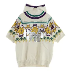 kolor (カラー) 24SS 総柄 フロントロゴプリント フーデッド 半袖ニット セーター ベージュ 24SCL-NO5302のサムネイル