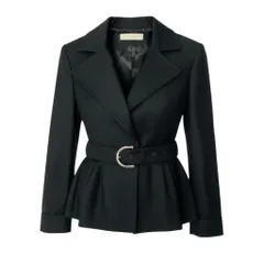 53c10 STELLA McCARTNEY ステラマッカートニー 2005 アーカイブ ウエストシェイプ ベルテッドジャケット ショートコート 40 ブラック ウールu02tのサムネイル
