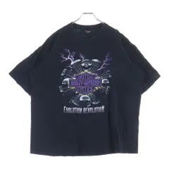 HARLEY DAVIDSON (ハーレーダビッドソン) 90S 両面ロゴプリントデザイン クルーネック カットソー 半袖Tシャツ ブラック