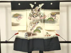 平和屋着物[]お宮参り　男の子　祝着　産着　初着　のしめ　龍　兜　貝桶絵巻梅松文　金銀彩　逸品　DABC5069ma