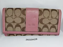 【2632H28】 汚れあり COACH コーチ 長財布 ウォレット シグネチャー ピンク 中古