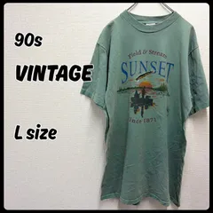 90s FIELD & STREAM シングルステッチ トップス Tシャツ Lサイズ USA製 グリーン 古着