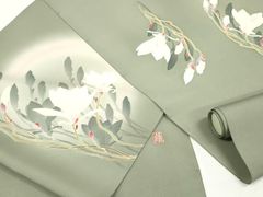 平和屋着物●極上 本場筑前博多織 草木染 手織工房 染匠：小森久 両面 全通柄袋帯 波霞 金糸 証紙・たとう紙付 正絹 逸品 DABB4764ps 平和屋本店□極上 本場筑前博多織 草木染 手織工房 染匠：小森久 両面