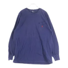 POLO RALPH LAUREN (ポロラルフローレン) 90s VINTAGE ワンポイント 胸ポケット 長袖Tシャツ ネイビー