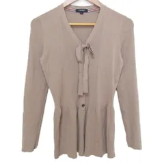美品 BURBERRY LONDON バーバリーロンドン リボンタイ リブニット チュニック 1 ブラウン レディース 古着 中古 USED