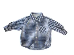 k03250416035　無印良品　80サイズ　紺色×白色　　トップス　長袖シャツ　通年