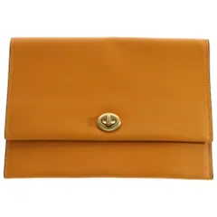 COACH (コーチ) ロゴデザイン ターンロック レザー セカンドバック クラッチバッグ オレンジ C9660G