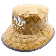 GUCCI (グッチ) ×adidas アディダス GGクリスタル バケットハット ブラウン 696484