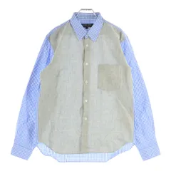 COMME des GARCONS HOMME DEUX (コムデギャルソン オムドゥ) 19AW AD2019 ドッキング ロングスリーブ ギンガムチェックシャツ ブルー/グレー DD-B030のサムネイル