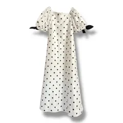 elu. エル Helen 2way dress -dot- ドット柄 ロングワンピース ドレス 定価20900円 パフスリーブ フレアワンピース レディース ホワイト 春 久喜倉庫店 23 No.K1630