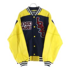 KENZO (켄조) 22AW TIGER VARSITY LEATHER SLEEVE JACKET 타이거 바 시티 재킷 암 가죽 전환 블루존 네이비/옐로우 FC65BL1379OM