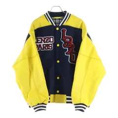 KENZO (ケンゾー) 22AW TIGER VARSITY LEATHER SLEEVE JACKET タイガーバーシティジャケット アームレザー切替 ブルゾン ネイビー/イエロー FC65BL1379OMのサムネイル