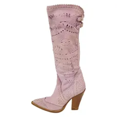 ERMANNO SCERVINO(エルマノシェルビーノ) ロングブーツ 36 レディース - ライトピンク パンチング レザー