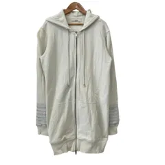 良品 Diesel ディーゼル ダブルジップ ロング スウェットパーカー フーディー ライトグレー レディース 古着 中古 USED