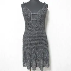 美品 24SS FURFUR ファーファー シャイニーニットキャミソールワンピース RWN0242059 F ブラック シルバー レディース 古着 中古 USED