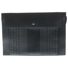 BOTTEGA VENETA (ボッテガヴェネタ) イントレチャート 1フラップポケット セカンドバッグ クラッチバッグ ブラック