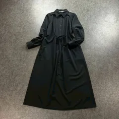 ZARA ザラ 長袖 シャツワンピース ピンタック ストレッチ ブラック 黒 ウエスト紐 ウエストギャザー レディース