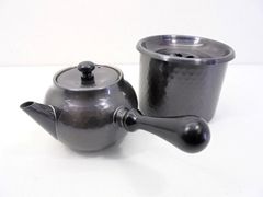 ✨未使用保管品✨瑞正作 銅製茶器揃 鎚目急須 茶筒 共箱付 煎茶道具 
