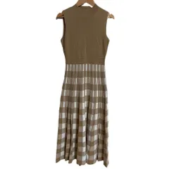 良品 Diagram GRACE CONTINENTAL ダイアグラム グレースコンチネンタル チェックニットワンピース サイズ36 ベージュ レディース 古着 中古 USED