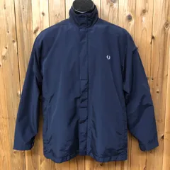 FRED PERRY メンズS フレッドペリー ネイビー 長袖ジャケット ハイネック ナイロンジャケット 月桂樹 ローレルマーク 刺繍 ジャンパー アウター