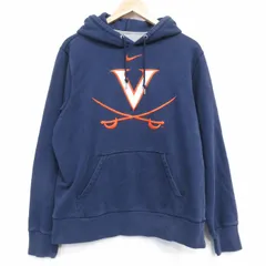 XL/古着 ナイキ NIKE 長袖 スウェット パーカー メンズ V 刺繍 紺 26jan22