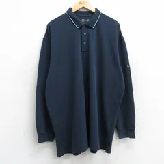 XL/古着 ナイキ NIKE ゴルフ 長袖 ブランド ポロ シャツ メンズ 00年代 00s 鹿の子 ドライフィット ロング丈 紺 26jan22