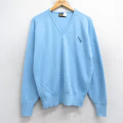 M/古着 シアーズ 長袖 セーター メンズ 80年代 80s DJH ラグラン アクリル Vネック 水色 26jan22のサムネイル