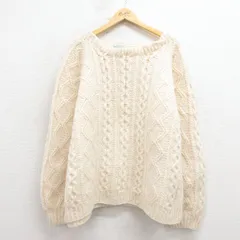 XL/古着 長袖 アラン フィッシャーマン ケーブル セーター メンズ 手編み 大きいサイズ ウール アイルランド製 生成り 26jan22