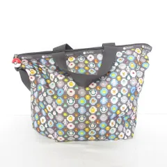 良品 LeSportsac レスポートサック デラックス イージー キャリートート 2WAY ショルダーバッグ ポケモンピクセルライト グレー メンズ レディース 古着 中古 USED