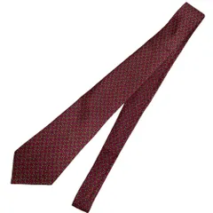 美品 HERMES エルメス チェーン柄 シルクネクタイ レギュラータイ レッド メンズ 古着 中古 USED
